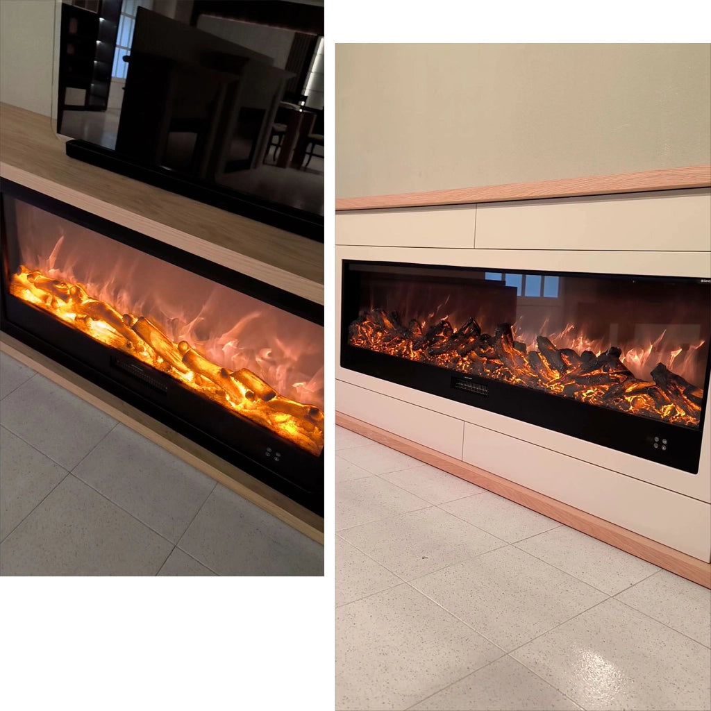 Sined Caminetto Amiata Caminetto Elettrico Da Incasso e Appoggio Da 180 Cm Con Potenza 1500w Nero Camino Da Interno Effetto Fiamma 6 Intensita Telecomando Struttura a Pannelli Laminati a Freddo