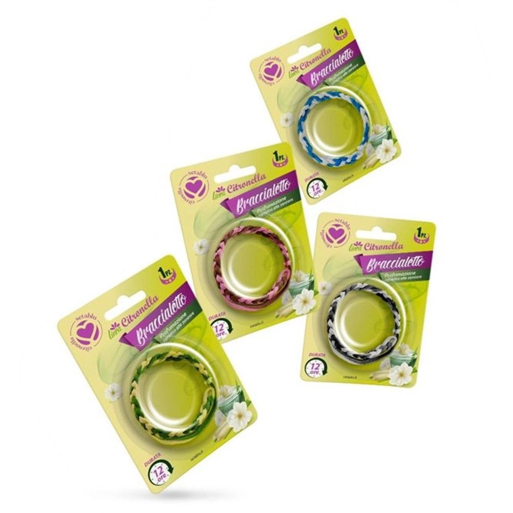 Trade Shop - Set 40pz Bracciale Braccialetto Citronella Treccia Repellente Zanzare Colori Assortiti 023809 -