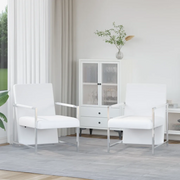 Poltrone 2 pz con Telaio Cromato Bianche in Similpelle