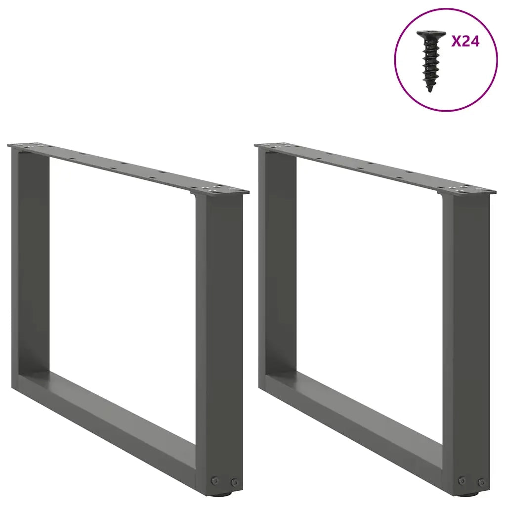 Gambe per Tavolino da Caff¨¨ a Forma di U 2 pz-Set di 2 Gamba per Tavolo Antracite 60x(42-43) cm Acciaio 966629