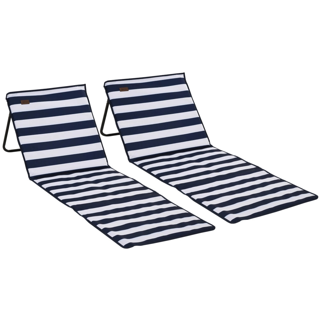 Set 2 Sdraio da Spiaggia 142x51x40 cm Pieghevoli e Regolabili in Acciaio e Poliestere Multicolore