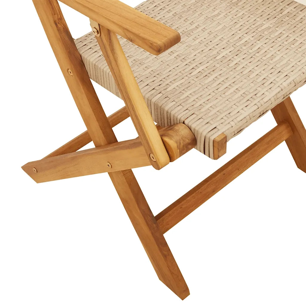 vidaXL Sedie Giardino Pieghevoli 6pz Beige Polyrattan e Legno Massello