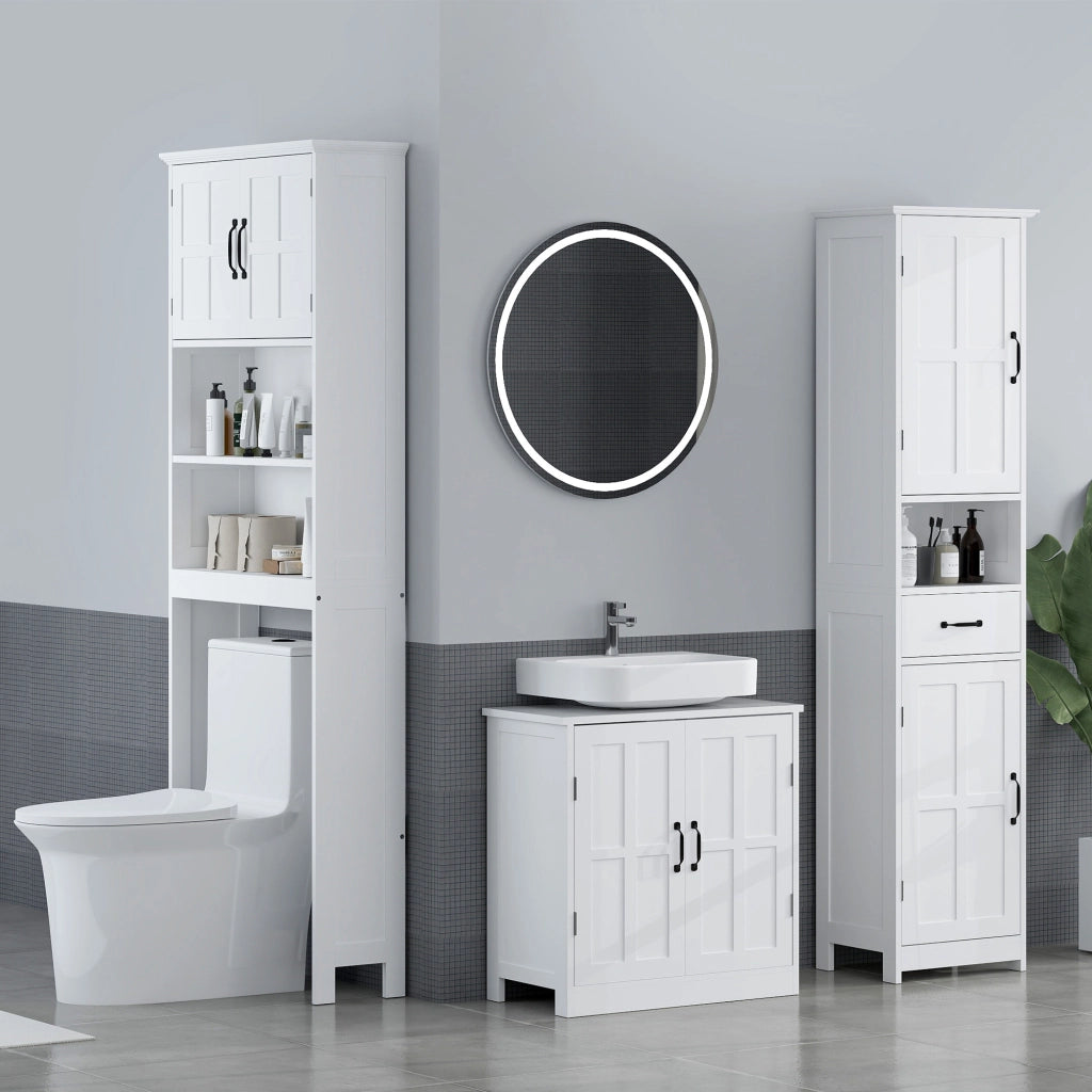 Mobile Bagno Sospeso con Ante e Ripiani ¨C Zephmum ¨C 66x23x178 Bianco