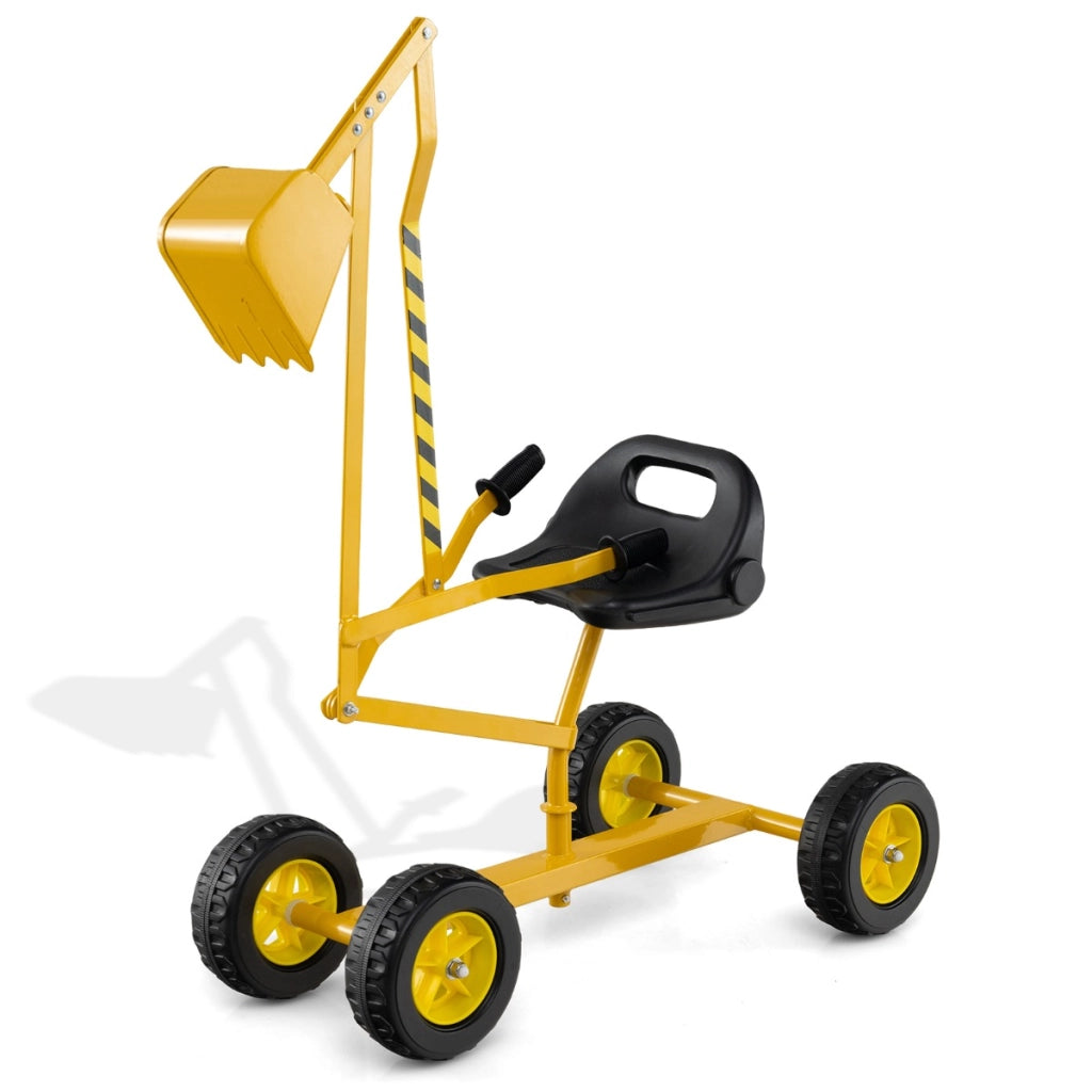 Escavatore per sabbiera con comandi a 2 mani e pala flessibile, Escavatore per bambini schienale ergonomico Giallo-Macchinine giocattoli