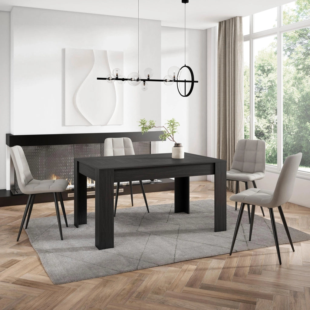 Tavolo da Pranzo, 140x90x76cm, Per 6 persone, Tavolo Cucina, Nero RF3647