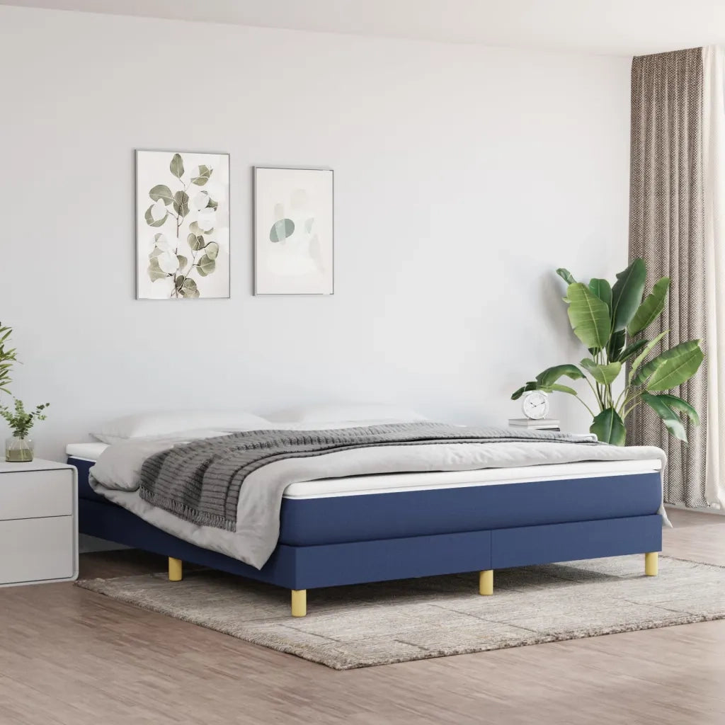 Struttura Letto a Rete a Molle-Giroletto Blu 180x200 cm in Tessuto 948788