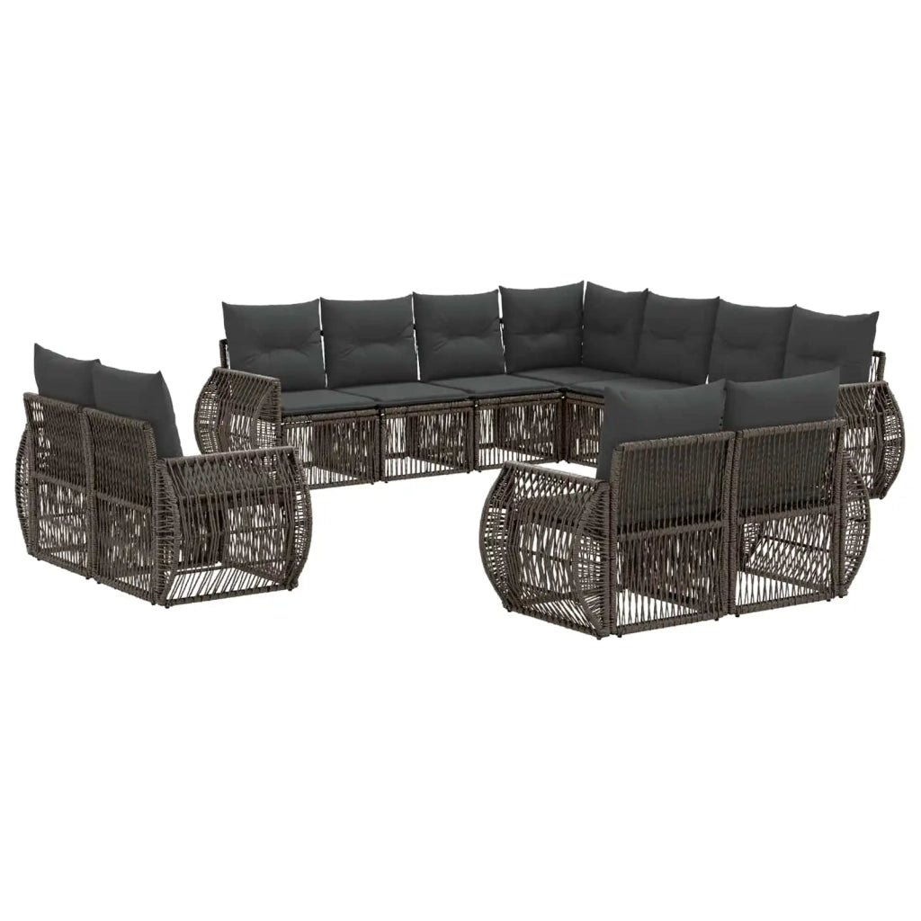 Set Divano da Giardino 11 pcs Grigio e Grigio Scuro polyrattan 3435587