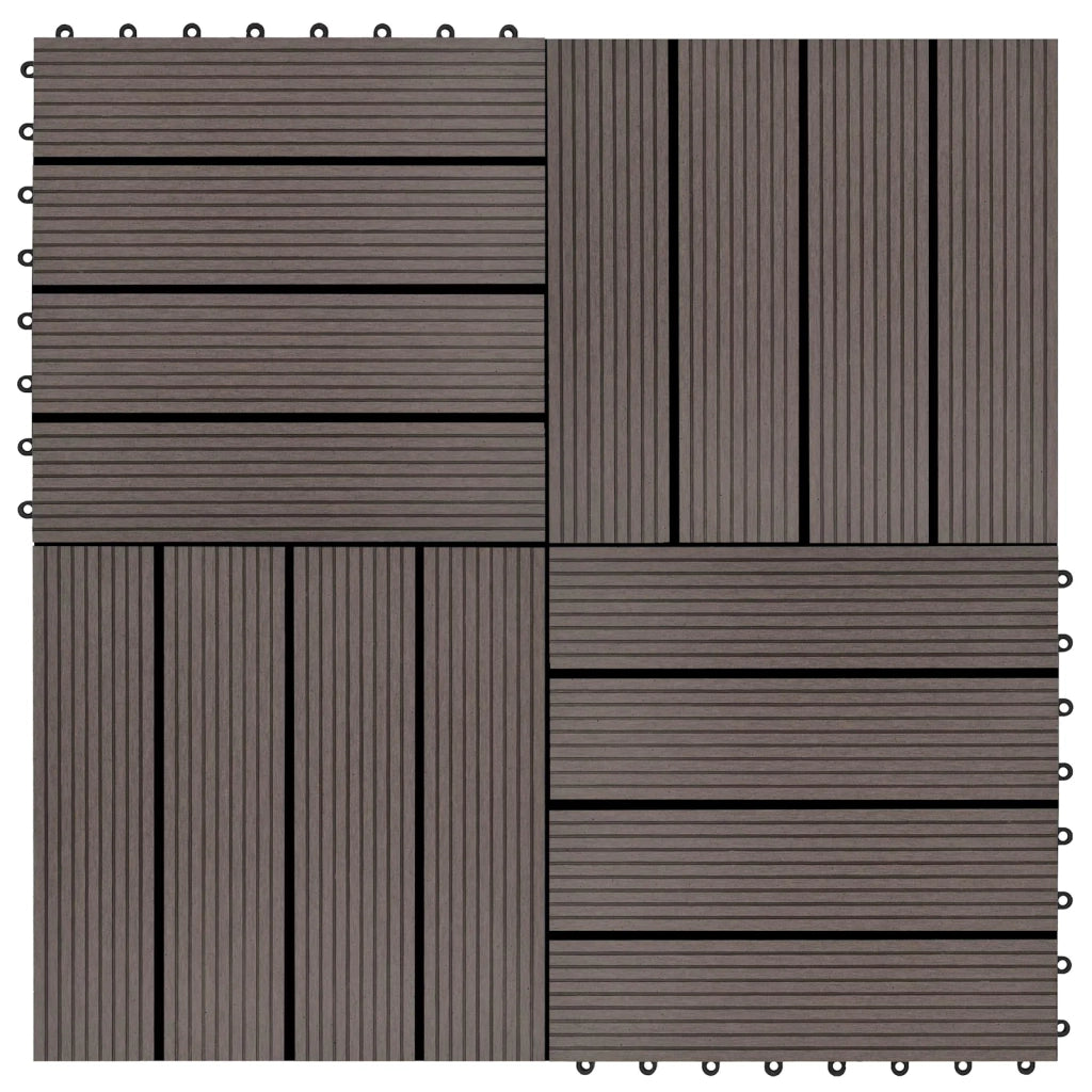 Piastrella per Decking 11 pz Marrone Scuro 30 x 30 cm WPC CFW4936452
