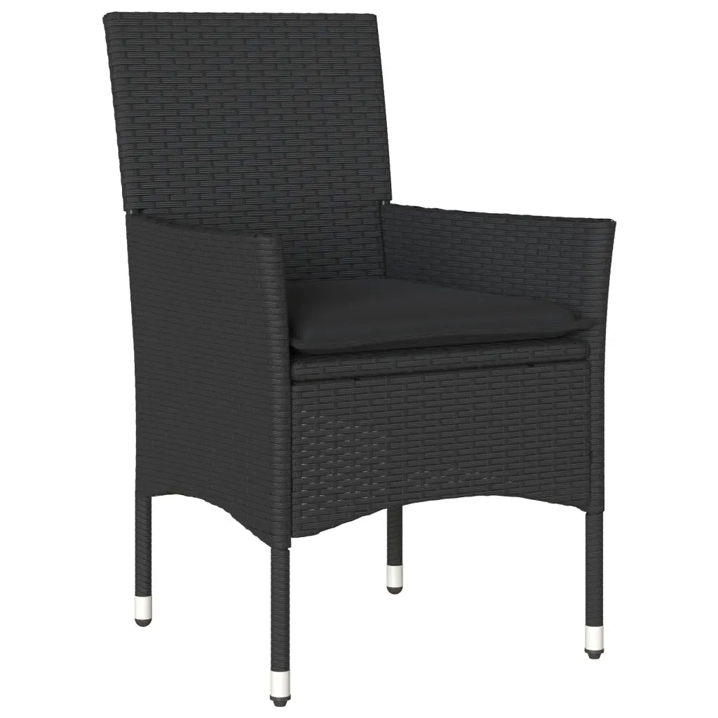 Set da Pranzo da Giardino 3 pz | Set Salotto da Giardino con Cuscini Polyrattan e Vetro