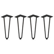 Lotto di 4 gambe Hairpin a 2 aste per tavolo, altezza 400mm, Acciaio, Verniciato nero