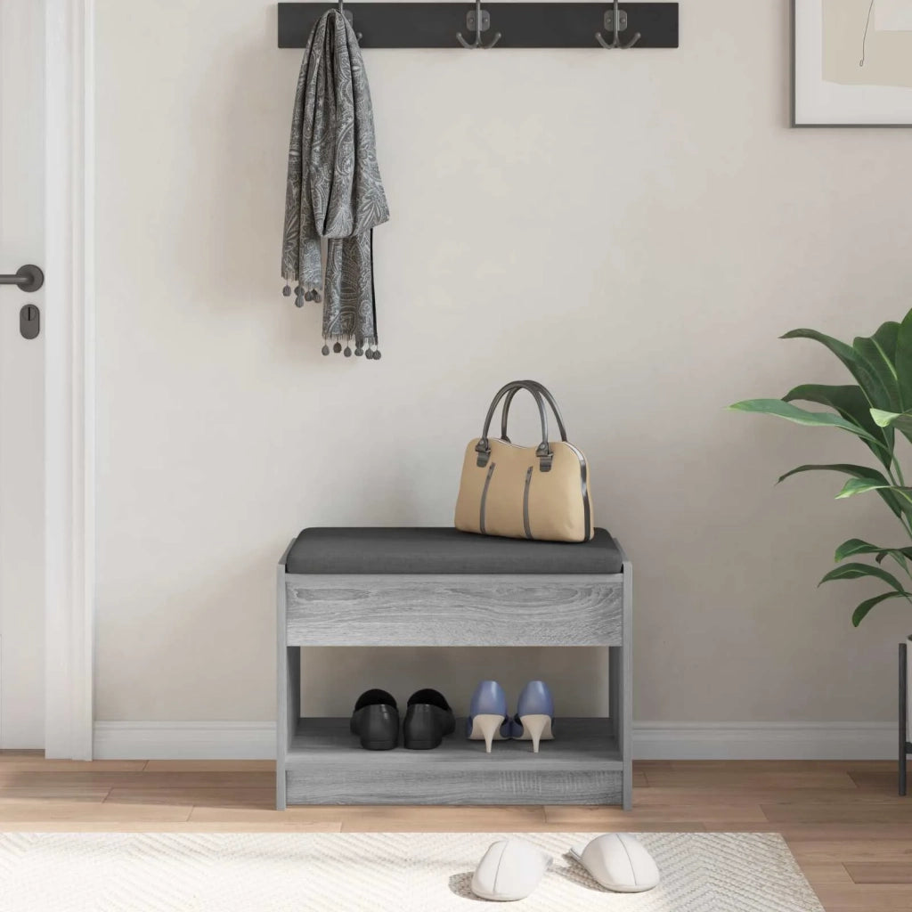Panca per ingresso con cuscino Sonoma grigia 63 x 38 x 45 cm