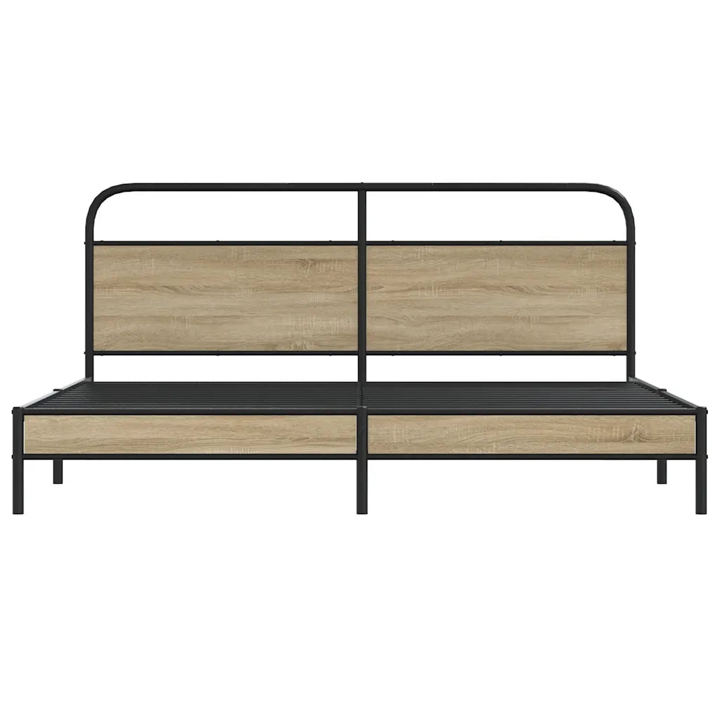 Letto matrimoniale | Letto per adulti | Giroletto senza Materaso in Metallo Rovere Fumo 180x200 cm