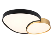 Plafoniera LED forma organica, metallo, nero e oro, L 77 cm, Rise