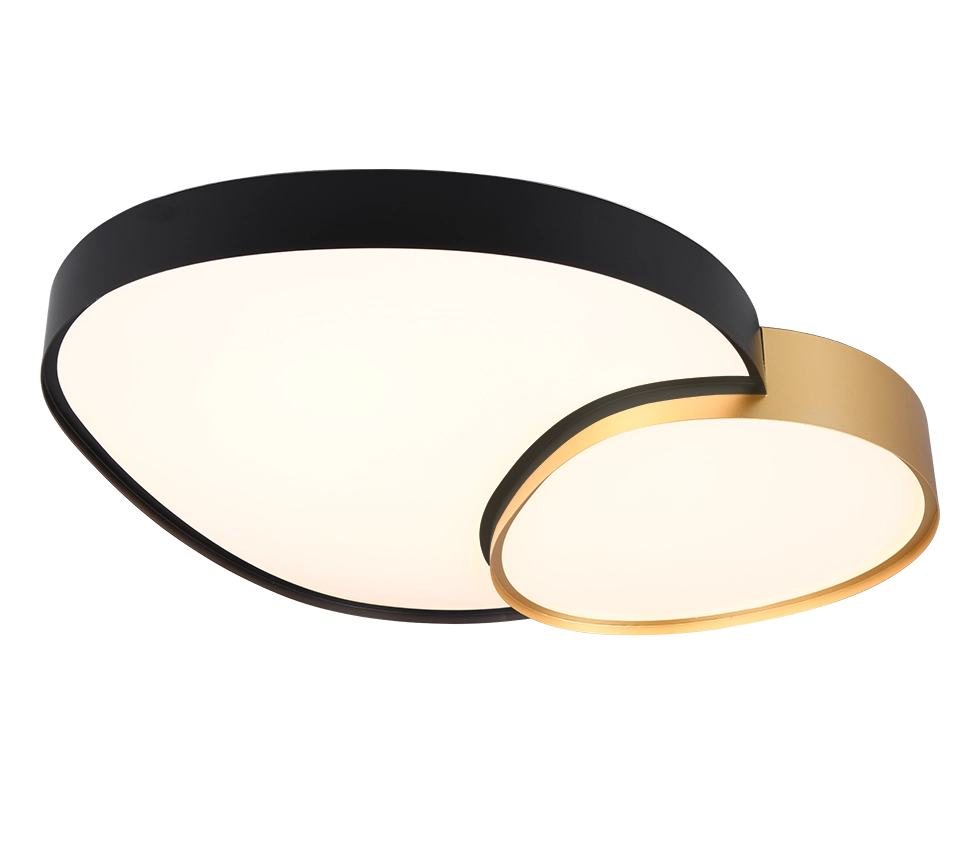 Plafoniera LED forma organica, metallo, nero e oro, L 77 cm, Rise