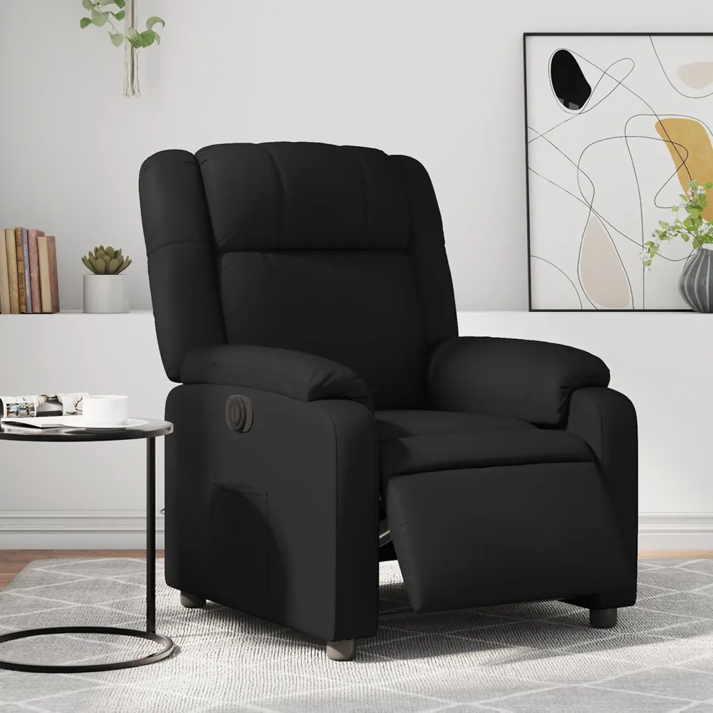 Divano Sedia-Poltrona Reclinabile Elettrica Nera in Similpelle 970564