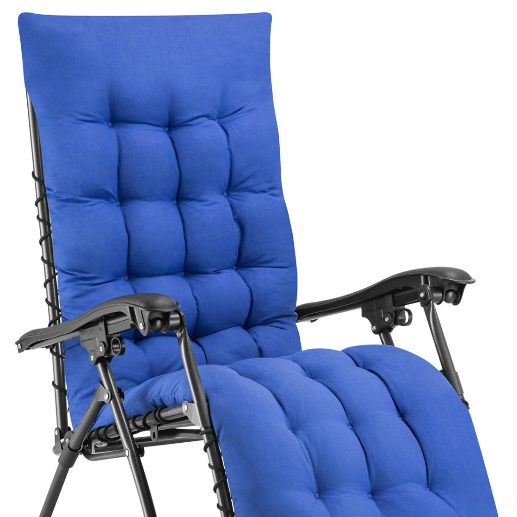 Poltrona da Giardino con Cuscino Imbottito Struttura Acciaio Pieghevole Blu Relax