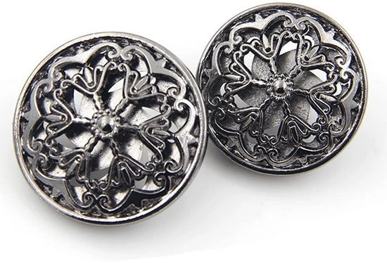 Set di 10 ganci per abbigliamento - fiori moderni metallo a nido ronde ganci metalliche per cucire (nero, 18 mm)