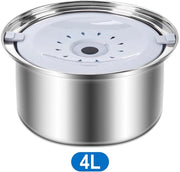 Goot per cani in acciaio inossidabile da 4L con contenitore per cibo per cani senza fuoriuscita di liquidi, 136 oz Dispensatore di acqua anti-spray grande, Filtro per animali, Reservorio per bere lentamente, Adattatore per auto, Goot portatile per viaggio