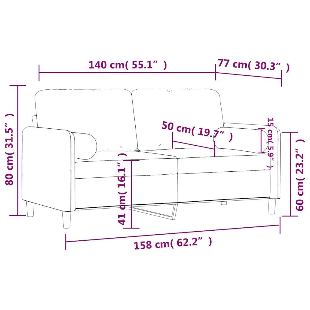 Divano a 2 Posti con Cuscini-Sofa 2 Posti con Cuscini Nero 140 cm in Velluto 885311