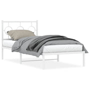 Letto singolo | Letto per adulti | Giroletto con Testiera Metallo Bianco 90x200 cm