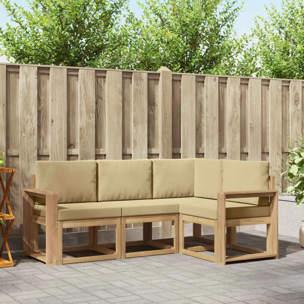 Set di divani da esterno 4 pcs Bianco e Beige