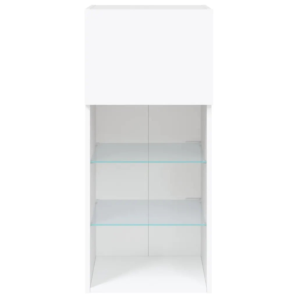 Mobili Porta TV con Luci LED 2 pz-Credenza per TV Bianchi 40,5x30x90 cm