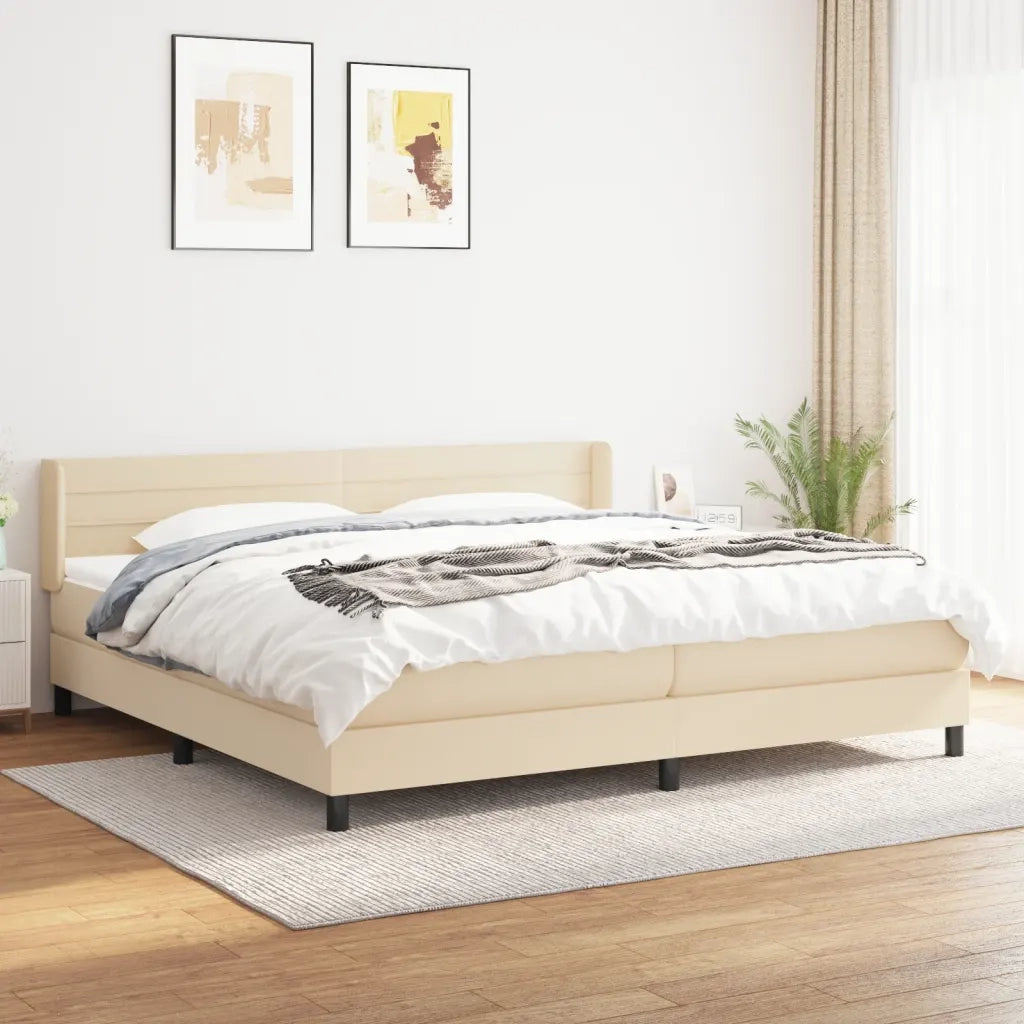 Giroletto a Molle con Materasso Crema 200x200 cm in Tessuto cod mxl 61246