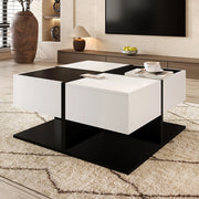 Tavolino-Xylo-70x70x35.5cm 2 cassetti nero e bianco