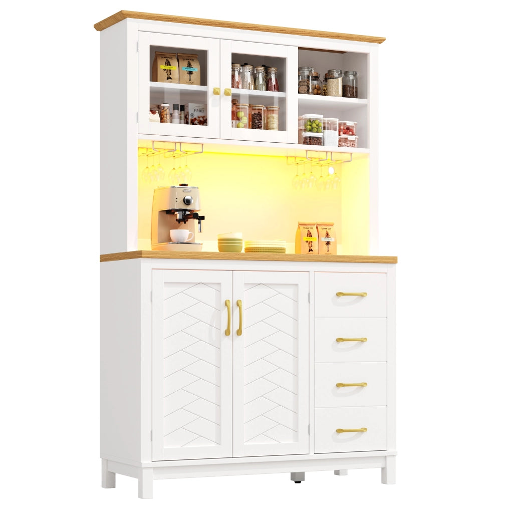 Credenza con LED ¨C MINIMAL ¨C Verde/Nero/Bianco, 4 Ante, 105.5x40x180cm