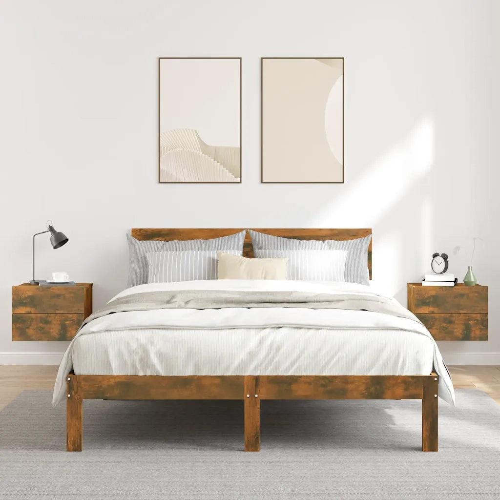 Comodini Rovere Fumo 2 pz 40x30x30 cm Legno Multistrato 815412