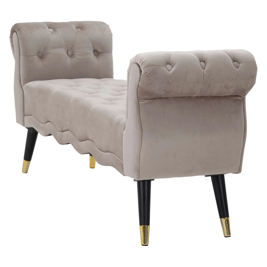 Humahu, Panca in Velluto, con Braccioli e Dettagli Dorati, 120x40x60h cm Grigio