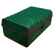 Valigia metallo artigianale verde 67x37x25h cm
