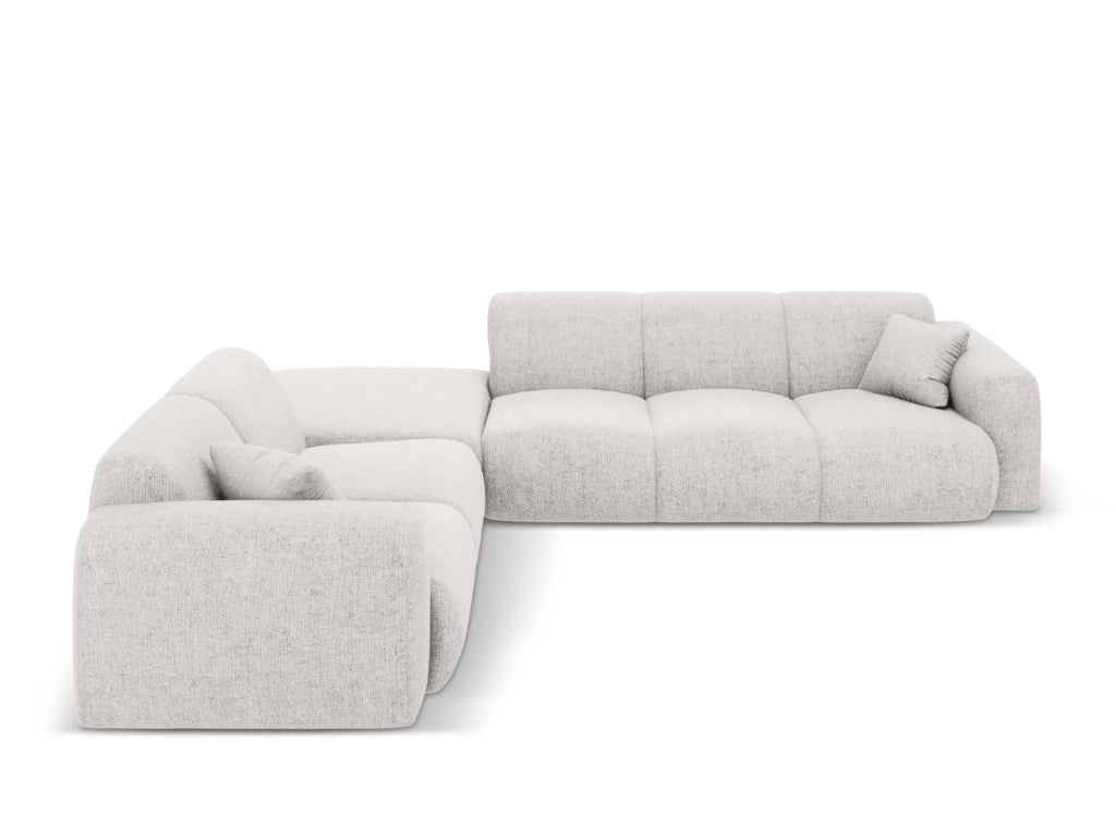 Cosmopolitan Design - Divano angolare sinistro "Nolio" 4 posti in ciniglia grigio chiaro 