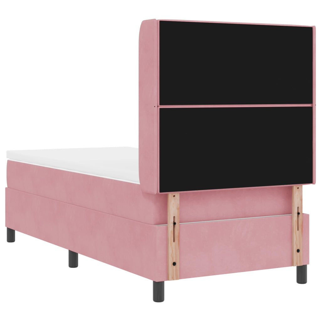 Letto Box Spring con Materasso e LED Rosa 100x200 cm Velluto