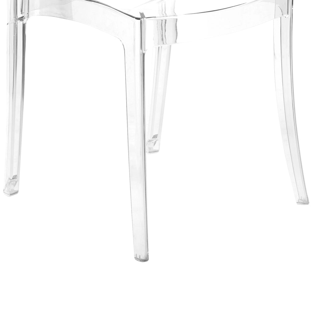 Set di 2 sedie trasparenti schienale in materiale sintetico senza braccioli impilabili sala da pranzo moderna