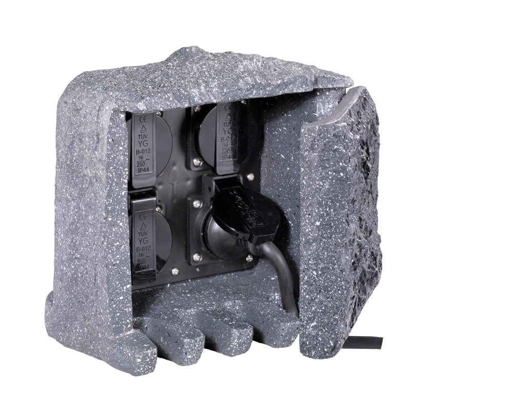 Torretta 4 Spine Shuko da Esterno  IP44 in Poliestere Grigio