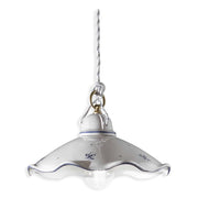 Lampadario Classico Belluno Ceramica E Ottone Decorato Filo Blu 1 Luce E27