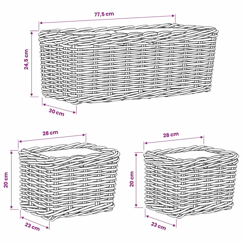 Cestino da Vaso con archiviazione 3 pcs Grigio Rattan Kubu 42020965