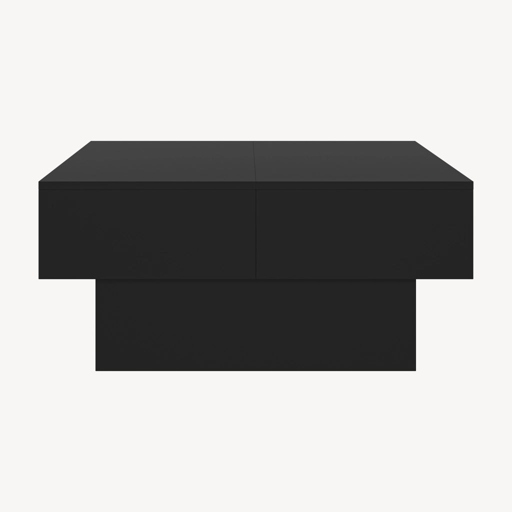 Tavolino Centrale Lens da Salotto con Piano Scorrevole 80 x 60 x 36 cm - Nero [en.casa]
