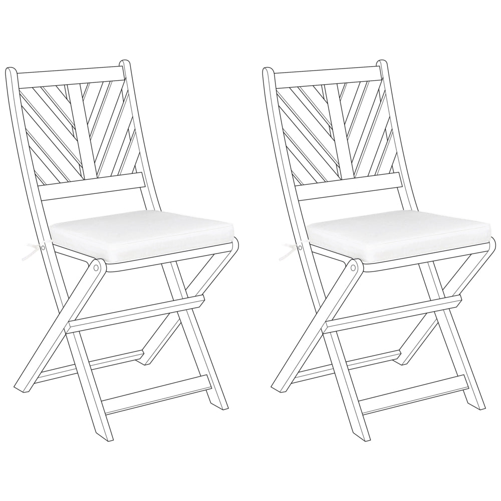 Set di 2 cuscini per sedia da giardino bianco motivo per esterno legami resistenti ai raggi UV