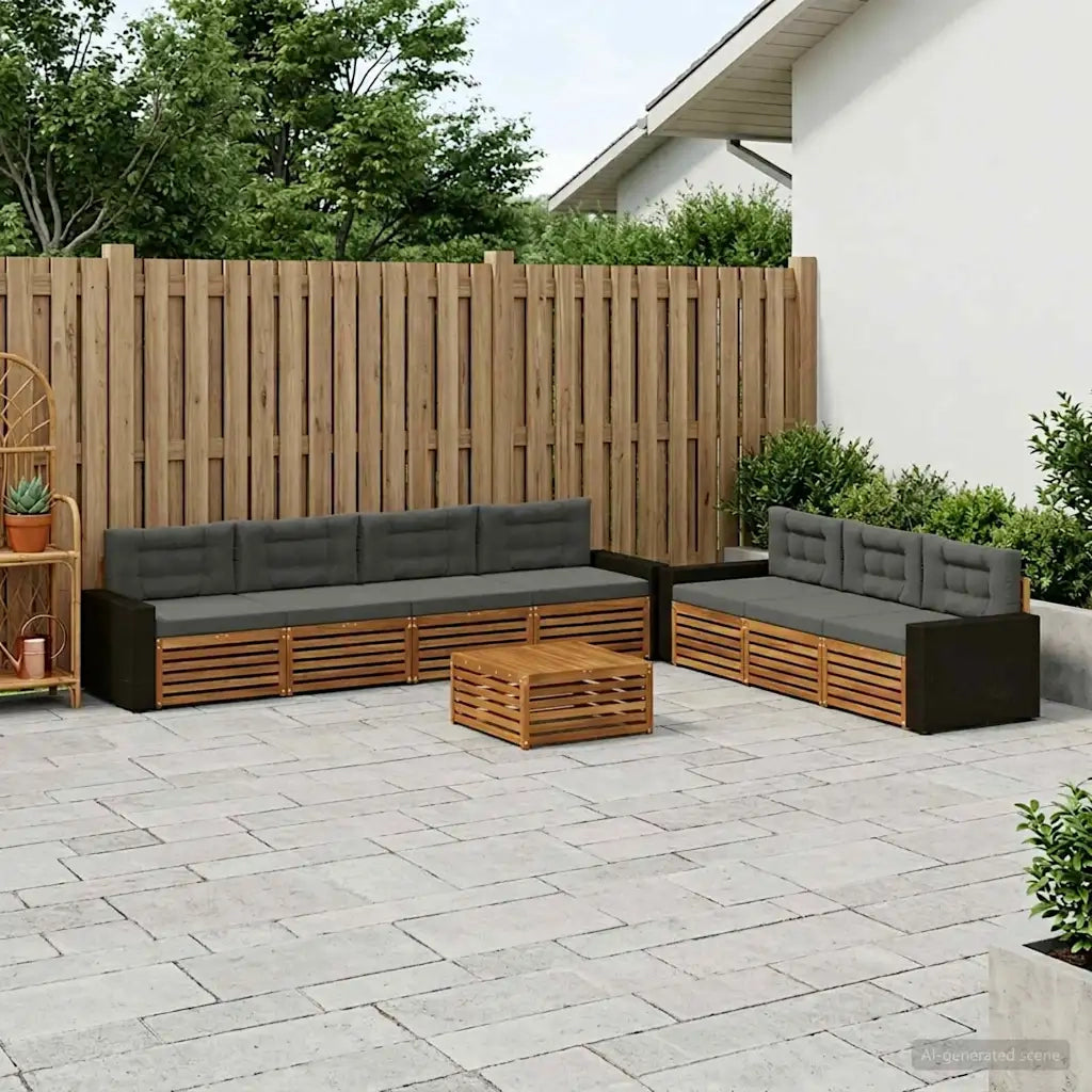 Set di divani da esterno 8 pcs Naturale e Antracite 3383125