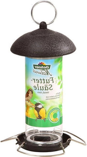 Supporto alimentare per uccelli da giardino compatto dimensioni circa 21 x 13 x 13 cm in metallo nero