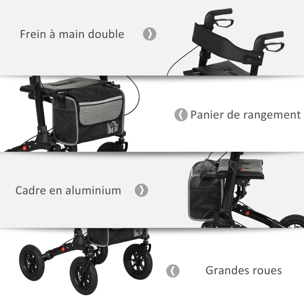 Rollator pieghevole 4 ruote ¨C ZephMum ¨C 69x64x98,5cm nero