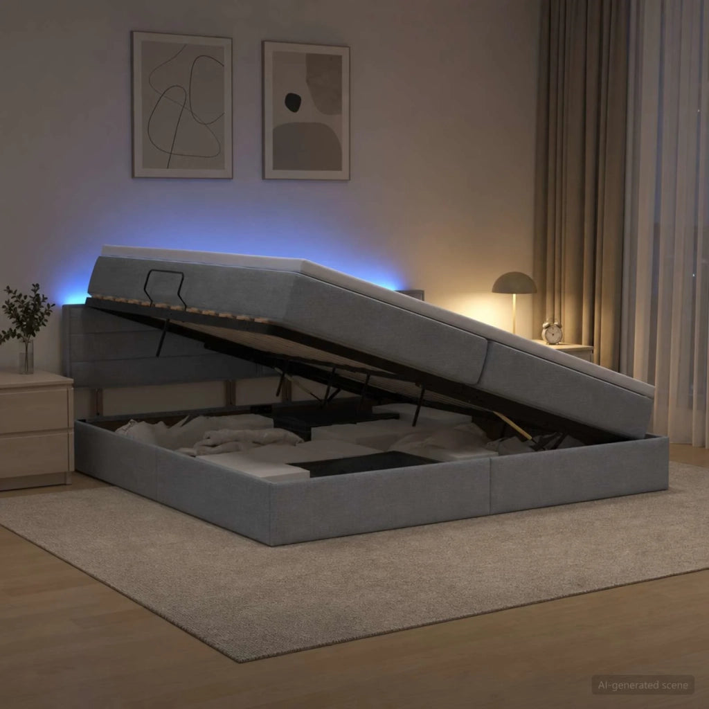 Letto con contenitore LED e materasso Grigio Chiaro 3459021