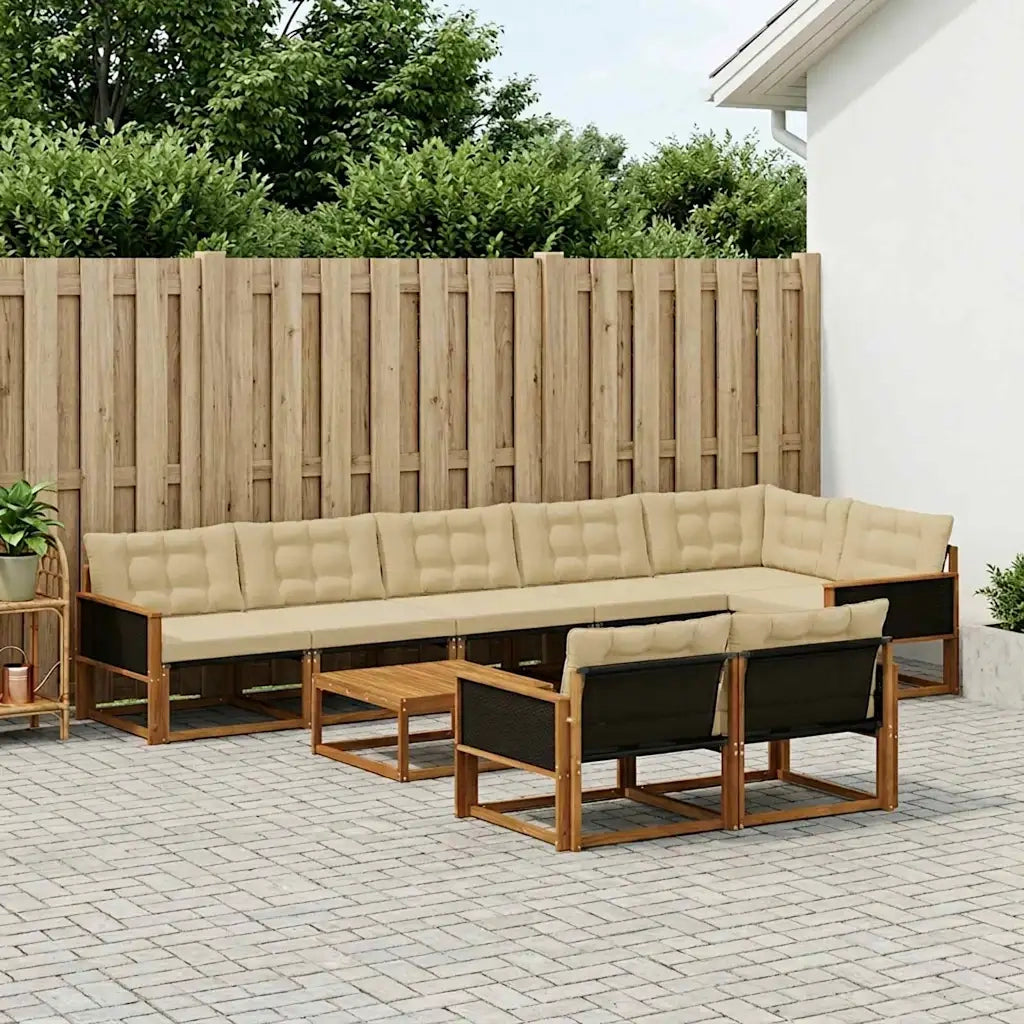 Set di divani da esterno con cuscino 9 pcs Naturale e Beige 3381513