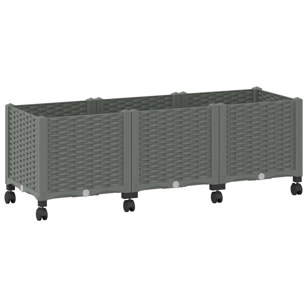 Vaso da Giardino con Ruote Grigio Chiaro 120 x 40 x 48 cm PP 3423049