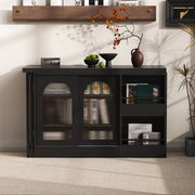 Tavolo bar allungabile 121.5x40x76.7 cm con piano girevole e spazio contenitivo in MDF nero