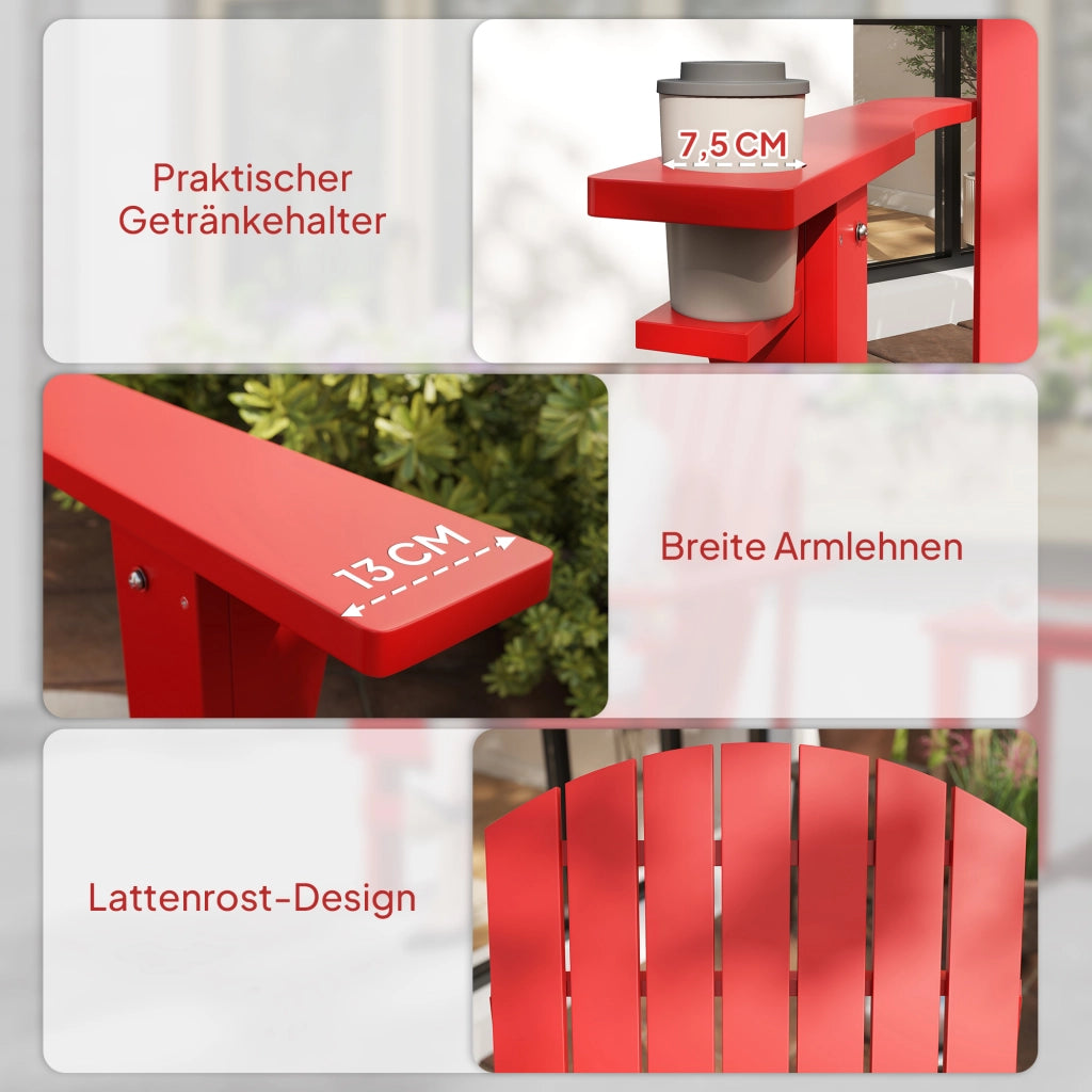 Poltrona Adirondack ¨C zephmum ¨C Rosso, Polipropilene, 72x97x92 cm