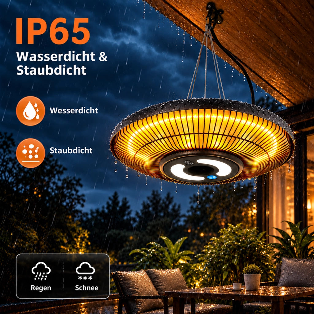 ZMH Riscaldatore A Infrarossi Riscaldatore Da Soffitto Per Esterno 2000 Watt Con Luce Per Terrazza Montaggio A Soffitto