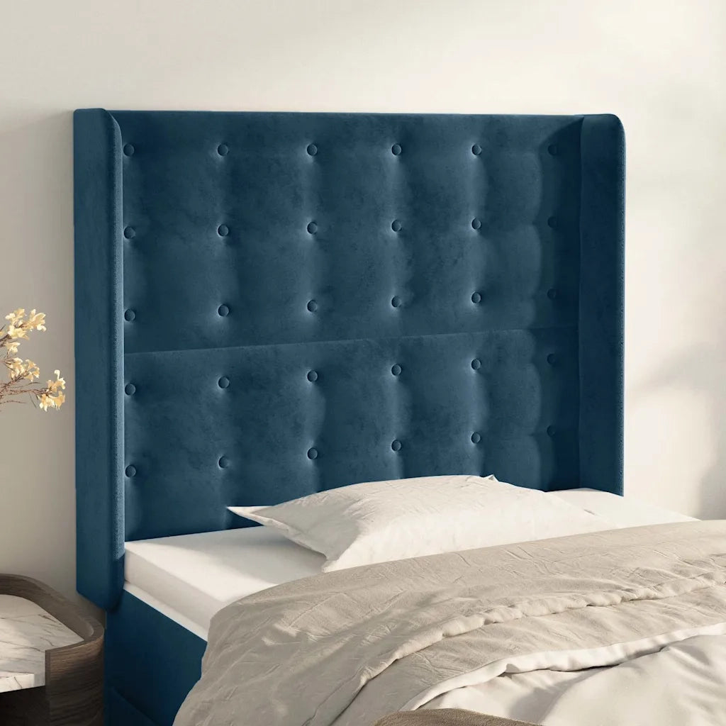Testiera ad Orecchio Blu Scuro 93x16x118/128 cm in Velluto 3120054